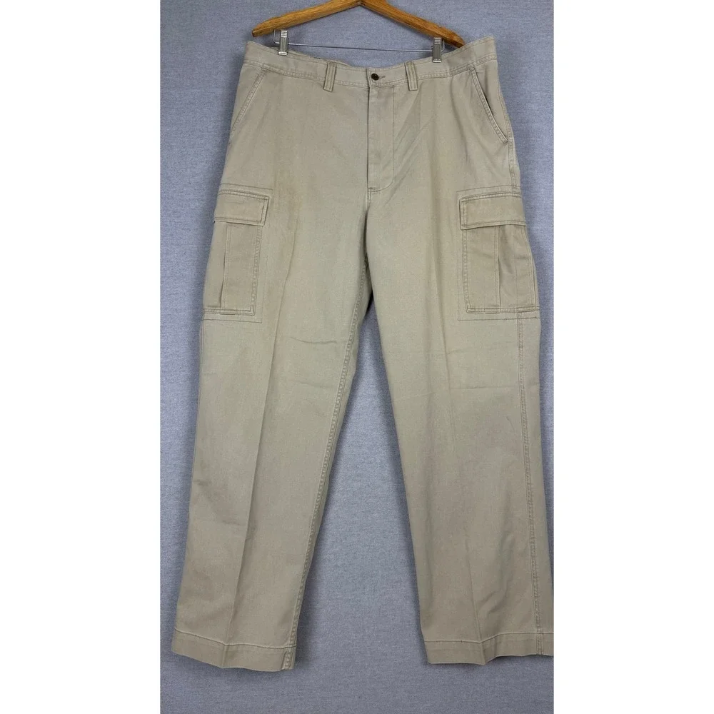 Vintage Polo Ralph Lauren Khaki Cargo Pants Mens 40x32 Tan Cotton Twill Straight